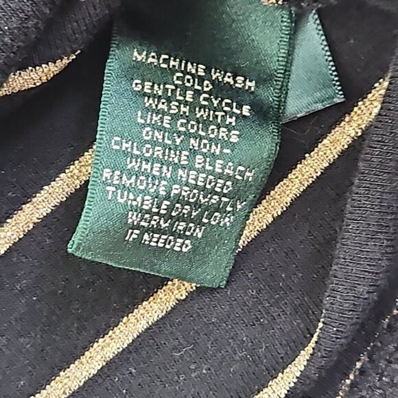 Lauren Ralph Lauren Green Label Top Size 1X Black & Gold Metallic Striped - Picture 6 of 14